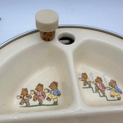 Vintage Excello Three Bears Baby Food Warmer, Porcelain with Chrome Exterior