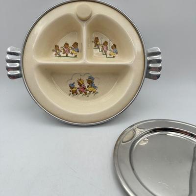 Vintage Excello Three Bears Baby Food Warmer, Porcelain with Chrome Exterior