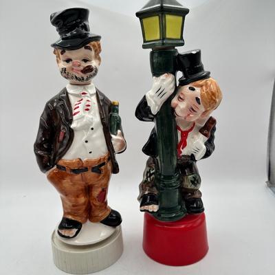 Vintage Hobo Clowns Ceramic Decanter Music Bottle Boxes