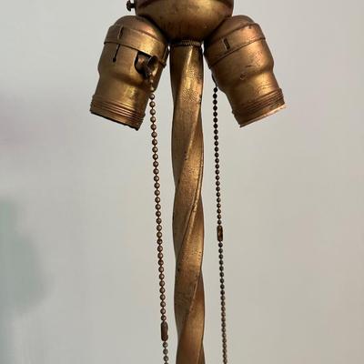 Art Deco Akro Agate Houze Uranium Slag Glass And Cast Iron Floor Lamp