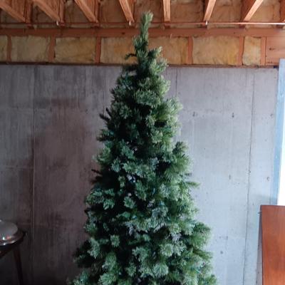 7 FOOT LIT TREE W/ORNAMENTS, SKIRT, AND MORE