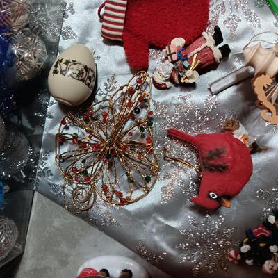 7 FOOT LIT TREE W/ORNAMENTS, SKIRT, AND MORE