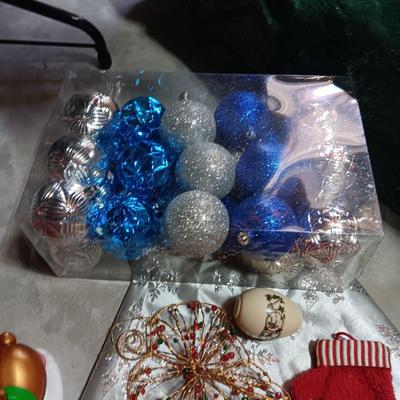 7 FOOT LIT TREE W/ORNAMENTS, SKIRT, AND MORE