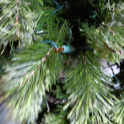 7 FOOT LIT TREE W/ORNAMENTS, SKIRT, AND MORE