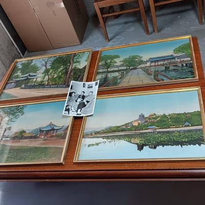 4 ÜBER 85 JAHRE BILDER-BINGOLD FRAMED PICTURES W/PHOTO OF PICTURES HANGING ON THE WALL IN BACKGROUND