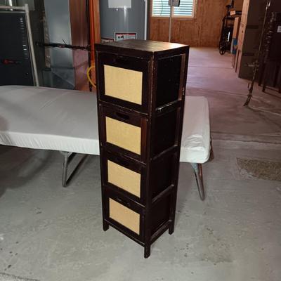 FOLDING CAMPING COT, SHOP VAC AND 4 DRAWER ORGANIZER