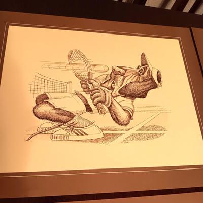 4 GARY PATTERSON STYLE PRINTS WITH DOGS PLAYING SPORTS
