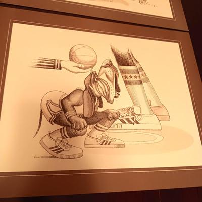 4 GARY PATTERSON STYLE PRINTS WITH DOGS PLAYING SPORTS