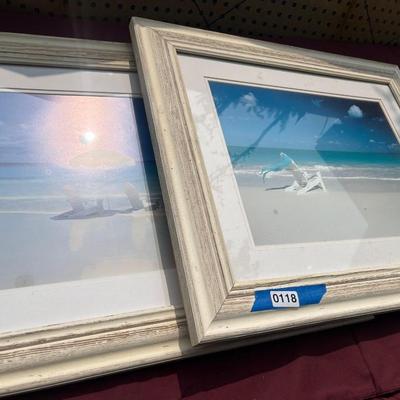 TWO Framed Beach Decor Photos 18 x 13