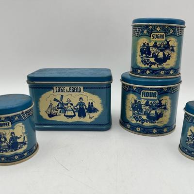 1940’s Vintage Wolverine Dutch Delft Canister Play Set