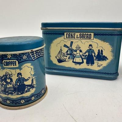 1940’s Vintage Wolverine Dutch Delft Canister Play Set