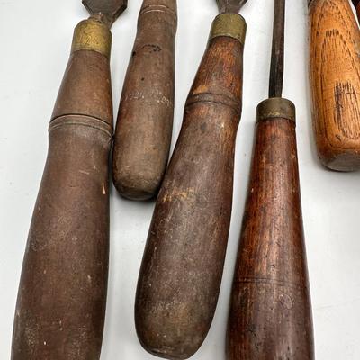 Antique Wood and Brass Handled Wood Chisels