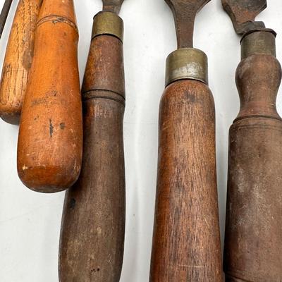 Antique Wood and Brass Handled Wood Chisels