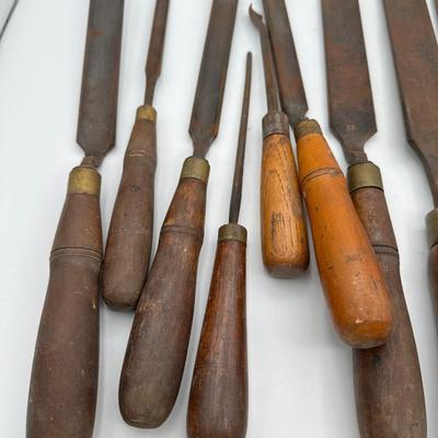 Antique Wood and Brass Handled Wood Chisels