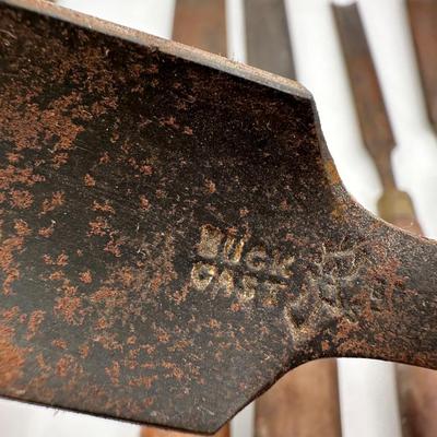 Antique Wood and Brass Handled Wood Chisels