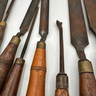 Sale Photo Thumbnail #82: Huge lot of antique iron wood chisels