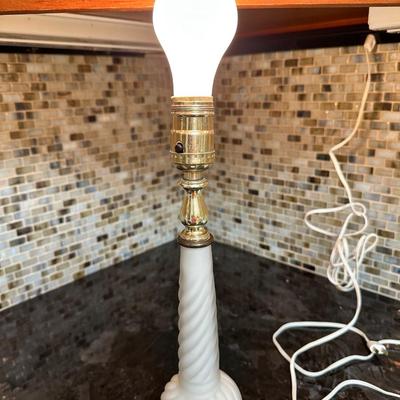 MCM Frosted Twist Glass Table Lamps on Marble Base