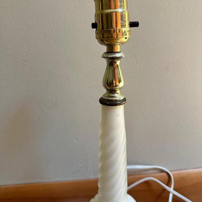 MCM Frosted Twist Glass Table Lamps on Marble Base