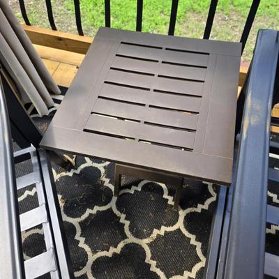 Pair of outdoor Metal looking plastic Side tables
