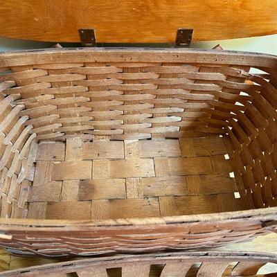 Vintage White Ash Splint Wood Woven Peterboro Basket w/Insert