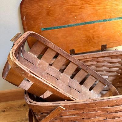 Vintage White Ash Splint Wood Woven Peterboro Basket w/Insert