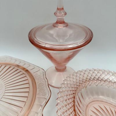 Early American Rose Depression Glass Lot