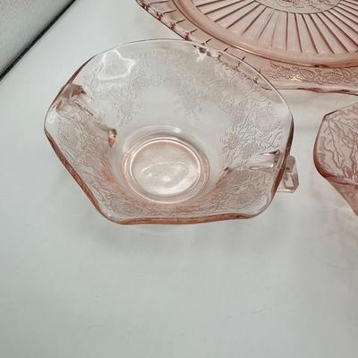 Early American Rose Depression Glass Lot
