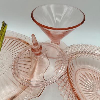 Early American Rose Depression Glass Lot