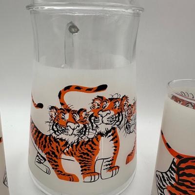 Vintage 1960’s Esso Tiger Frosted Pitcher and Tumblers