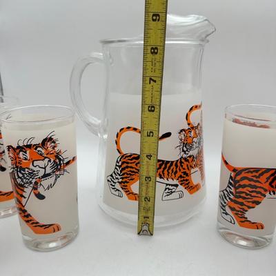 Vintage 1960’s Esso Tiger Frosted Pitcher and Tumblers