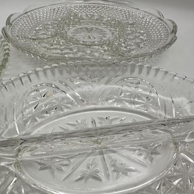 Vintage Pressed Glass Divided Serving Platters