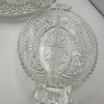 Vintage Pressed Glass Divided Serving Platters