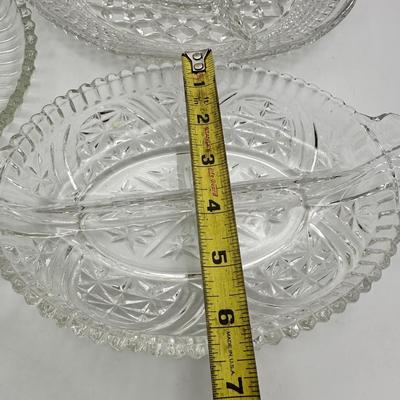 Vintage Pressed Glass Divided Serving Platters