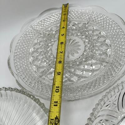 Vintage Pressed Glass Divided Serving Platters