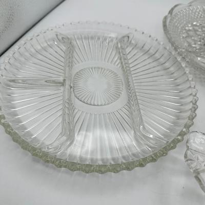 Vintage Pressed Glass Divided Serving Platters