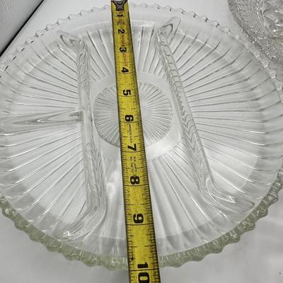 Vintage Pressed Glass Divided Serving Platters
