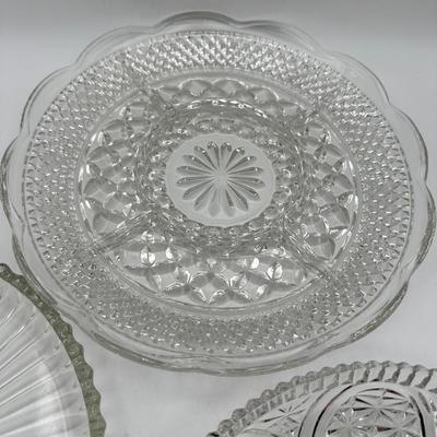 Vintage Pressed Glass Divided Serving Platters