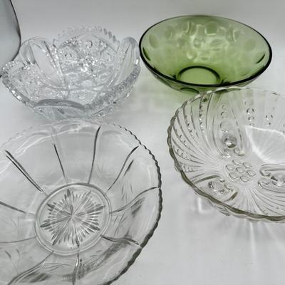Assortment of Vintage Glass Serving Bowls, Cut Glass, EAPG, etc