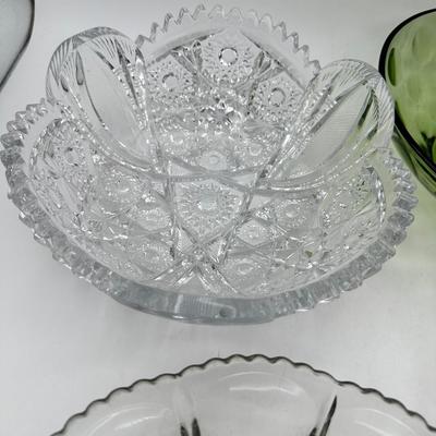 Assortment of Vintage Glass Serving Bowls, Cut Glass, EAPG, etc