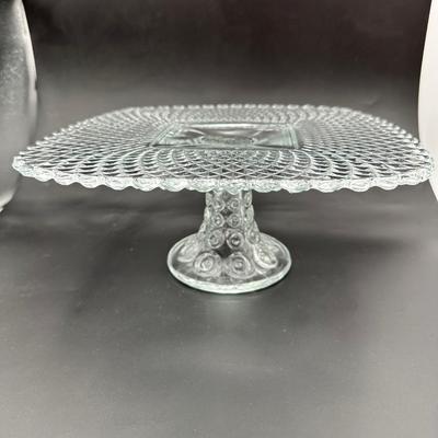 Stunning 1940’s LE Smith Diamond Line Cake Stand