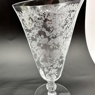1940’s Vintage Crystal Stemware, Etched Floral