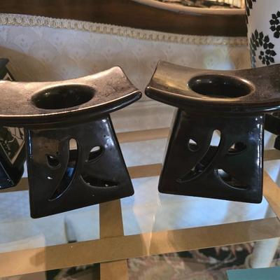 Decorative Plate and pair of wax warmers