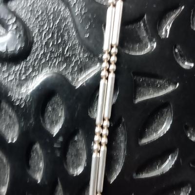 60 INCH STERLING SILVER BAR AND BEAD NECKLACE 12.86g