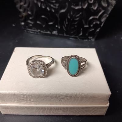 2 STERLING SILVER RINGS BOTH ARE SIZE 8