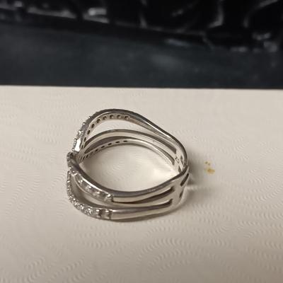 2 STERLING SILVER RINGS W/RHINESTONES BOTH ARE SIZE 6 1/2