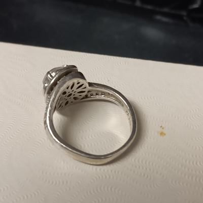 2 STERLING SILVER RINGS WITH CZ'S BOTH ARE SIZE 6 1/4