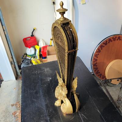 Brass Griffin "Peacock" Style Fireplace Screen (G-EL)