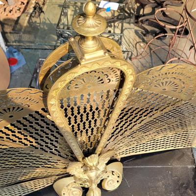 Brass Griffin "Peacock" Style Fireplace Screen (G-EL)