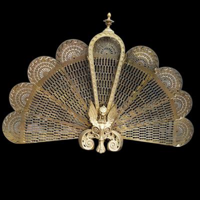 Brass Griffin "Peacock" Style Fireplace Screen (G-EL)