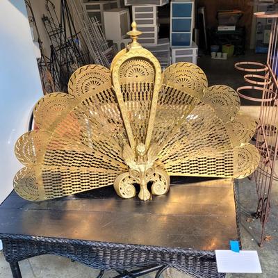 Brass Griffin "Peacock" Style Fireplace Screen (G-EL)